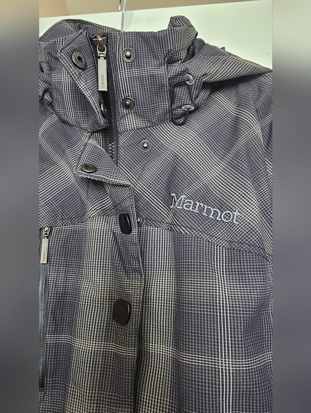 Marmot Plaid Ski Jacket Women’s M MemBrain Waterproof Snow Coat Gray - Picture 4 of 16